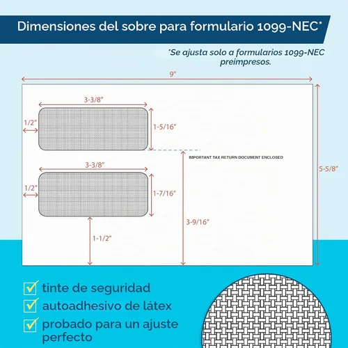 Vista 3 de Blue Summit Supplies 1099 NEC 2026 Kit de formularios de impuestos 2026, 50 unidades, 4 piezas, sobres