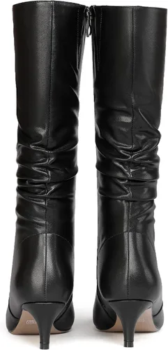 Vista 4 de WAYDERNS Womens Dating Solid Zip Pointed Toe Fashion Matte Kitten Low Heel Mid Calf Boots 2 Inch