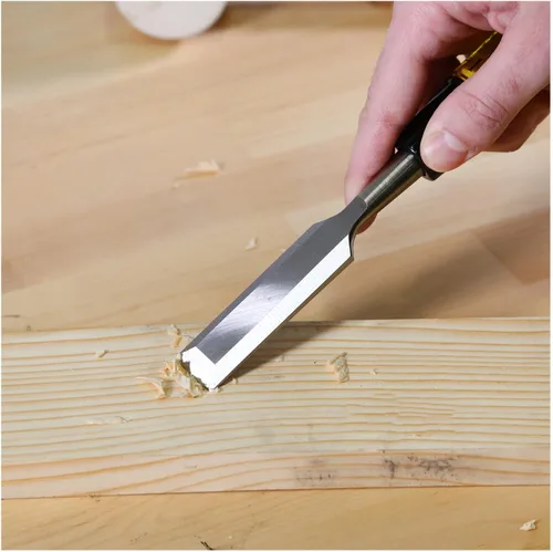 Vista 8 de GreatNeck - Cincel de madera de 1/4 de pulgada para carpintería y carpintería, hoja de 5 pulgadas, acero de alto carbono, mango de acetato de tapa