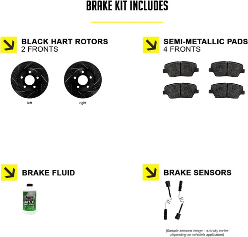 Vista 2 de Hart Brakes Kit de frenos y rotores delanteros Pastillas de freno delanteras Rotores y pastillas de freno Pastillas y rotores de freno