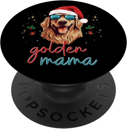 Vista 6 de Golden Retriever Mama con sombrero de Santa y gafas de sol de Navidad PopSockets MagSafe PopGrip para iPhone
