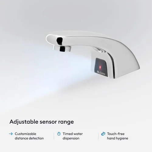 Vista 4 de Sloan Optima EBF-615 - Grifo sin contacto activado por sensor, grado comercial con accesorios de conexión rápida, funciona con batería de 0.5 GPM