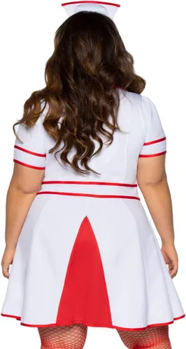 Vista 2 de Leg Avenue Disfraz de miel de hospital de 2 piezas para mujer con vestido, pieza para la cabeza, Multi, 2x