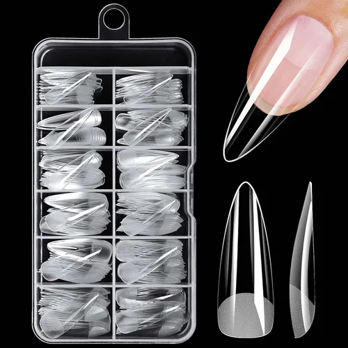 Vista 13 de 240 piezas de puntas de uñas de gel extra cortas de almendra, uñas postizas de almendra claras, XS, puntas de uñas cortas de almendra, uñas