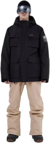 Vista 3 de LEPSJGC - Traje de esquí para hombre, para deportes al aire libre, chaqueta de snowboard y pantalones de nieve (color negro, talla L)
