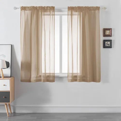 Vista 27 de DUALIFE - Cortinas transparentes de 54 pulgadas de largo, paneles de privacidad de gasa para ventanas, cortinas de lino semitransparentes