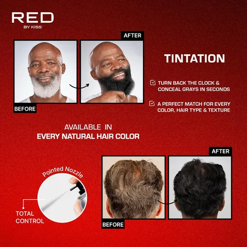 Vista 3 de RED by Kiss Tintation - Spray de color temporal para el cabello, tamaño extragrande, cobertura instantánea de raíces grises, resistente al agua, a