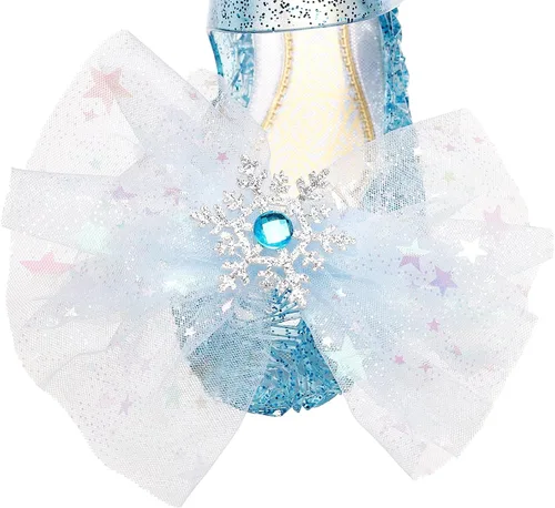 Vista 3 de OMGard Zapatos de gelatina para niñas, sandalias de cumpleaños de princesa de reina de la nieve para niñas pequeñas, sandalias azules con purpurina