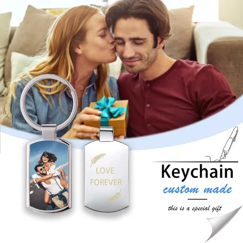 Vista 8 de Llavero personalizado de doble cara con impresión de imagen de aleación a color llavero de fotos personalizado regalos de texto personalizables