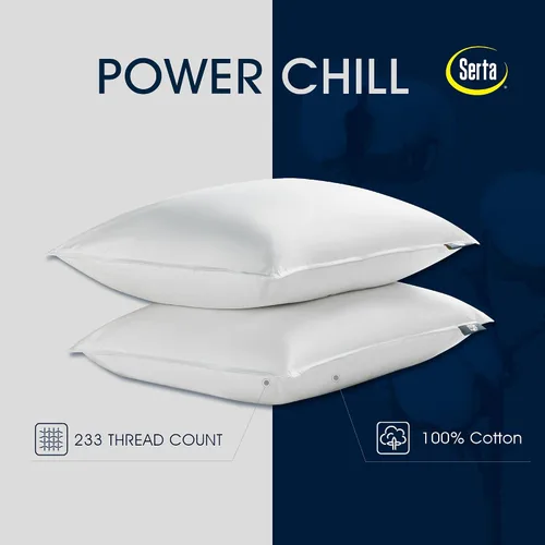 Vista 3 de Serta Juego de 2 almohadas de fibra de plumón de ganso blanco de 233 hilos, tamaño King, 100% algodón, para dormir de lado