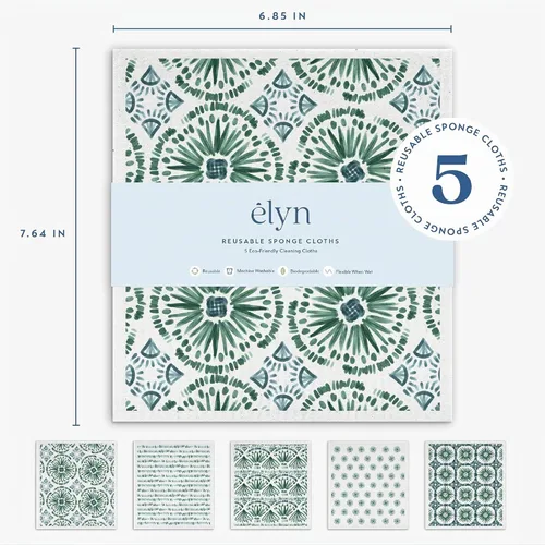 Vista 2 de ELYN Paños de cocina suecos, paños de esponja reutilizables y lavables, toallas de papel absorbentes para limpieza de cocina, platos, encimeras