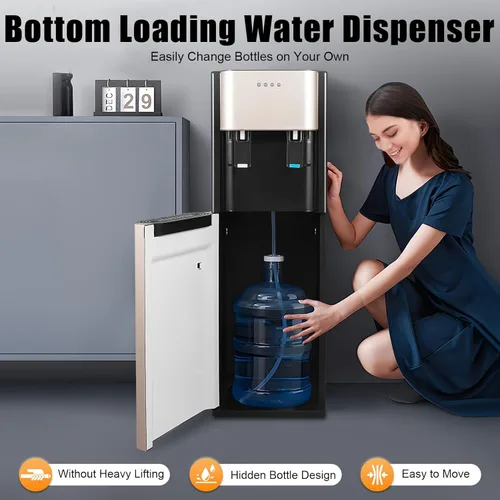 Vista 3 de Dispensador de agua de carga inferior de 5 galones, dispensador de agua fría y caliente de pie de 110 V, 3 opciones de temperatura con bandeja