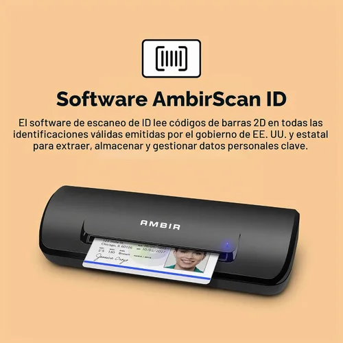 Vista 3 de Ambir Escáner de tarjetas de identificación dúplex A6 DS687