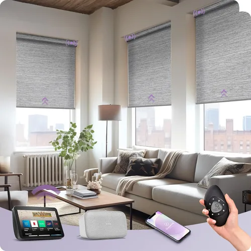 Vista 27 de Graywind Persianas enrollables inteligentes acopladas compatibles con Alexa Google, tamaño personalizado extra grande, persianas motorizadas