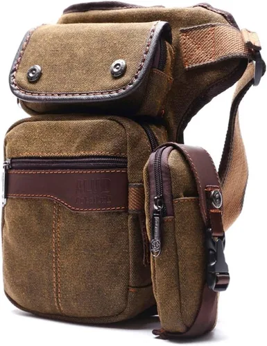 Vista 37 de Canvas Drop Leg Bag Outdoor Waist Pack for Men Women Tactical Military Motorcycle Bike Cycling Multi-Pocket Waist Fanny Pouch Travel Hiking Climbing
