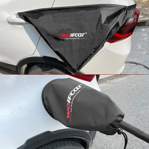 Vista 8 de WOLFCAR - Cubierta de cargador para Tesla para conector de pared y cargador de nivel 2, Oxford 420D impermeable y resistente al viento con correas