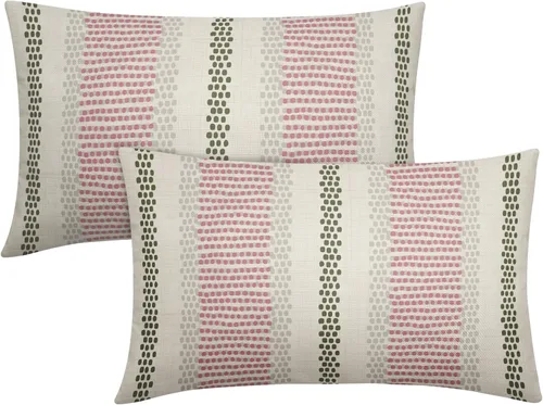 Vista 50 de Juego de 2 fundas de almohada negras y azules con rayas de puntos grises, decorativas para exteriores, estilo boho rústico, para sofá, cama, cojín