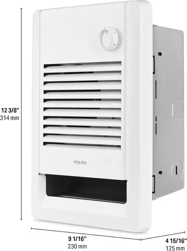 Vista 3 de Stelpro Sonoma - Calentador de ventilador de pared – 1000 W / 240 V (750 W / 208 V) – 12 3/8 pulgadas de alto x 9 1/16 pulgadas de ancho – Diseño