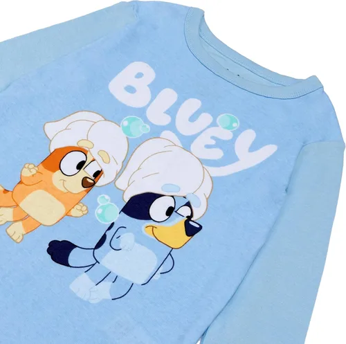 Vista 2 de Bluey Conjunto de pijama de algodón ajustado de 4 piezas para niñas Ropa de dormir cómoda, suave y linda ropa de dormir para niños Bluey Spa