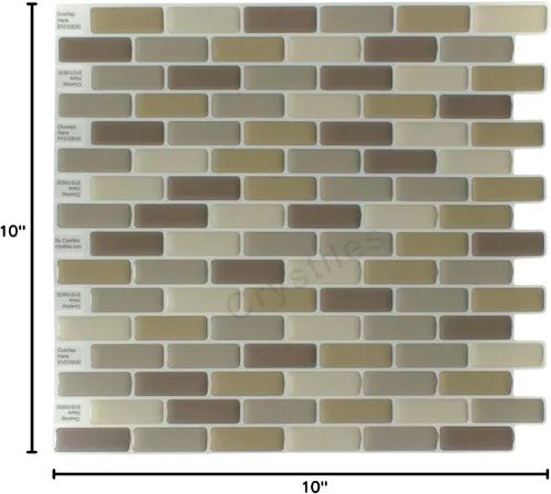 Vista 4 de Protector contra salpicaduras de 10 x 10 pulgadas, diseño de piedra autoadhesiva para salpicaduras de cocina, beige, paquete de 6 hojas