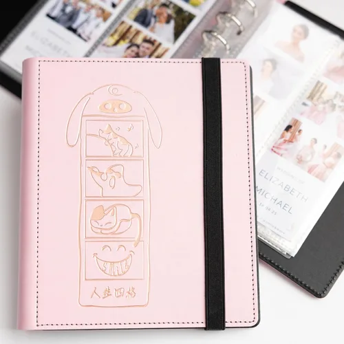 Vista 4 de Álbum de Fotos de Cabina de Fotos 2x6 - Cuaderno con Purpurina de 6 Anillos Carpeta Brillante con 20 Fundas para Fotos de 2 por 6 - Se Adapta a 80