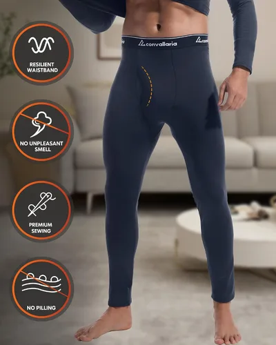 Vista 3 de CL convallaria Paquete de 2 calzoncillos térmicos largos para hombre, forro polar suave, capa base para clima frío, tallas XS-4XL