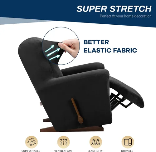 Vista 5 de Asnomy Fundas para Silla Reclinable Lazy Boy con Bolsillos, Fundas Elásticas de Terciopelo para Sofá, Fundas de 1 Pieza para Muebles, Protector