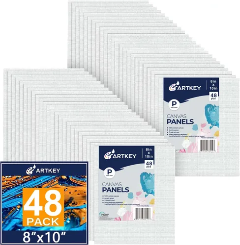 Vista 23 de Artkey Bastidores entelados para pintar, 8 x 10 pulgadas, paquete de 4 unidades, lienzo en blanco de 10 onzas con imprimación 100% algodón blanco
