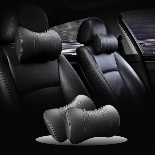 Vista 2 de HAOTULE Almohadas cervicales de cuero para automóvil, almohadillas para el cuello, 100% espuma viscoelástica, soporte cervical de espuma