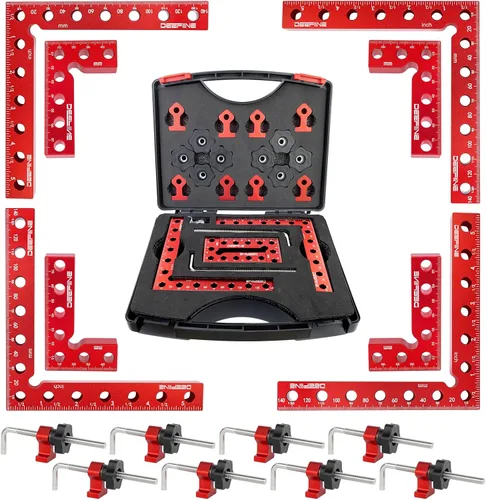 Vista 9 de Abrazaderas de esquina para carpintería, paquete de 4 abrazaderas de ángulo recto de 90 grados 4-Pack 5.5"x5.5" Aluminum 90 Degree Positioning