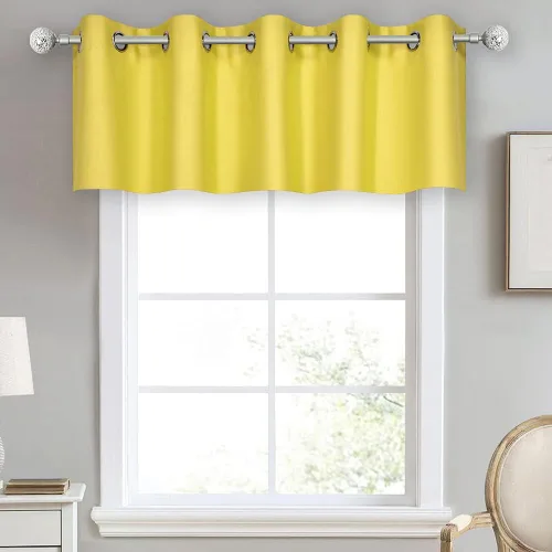 Vista 39 de DECOVSUN Cenefa de cortina opaca amarilla brillante para ventanas de cocina, cenefa opaca con ojales para dormitorio, cenefa corta y recta para sala