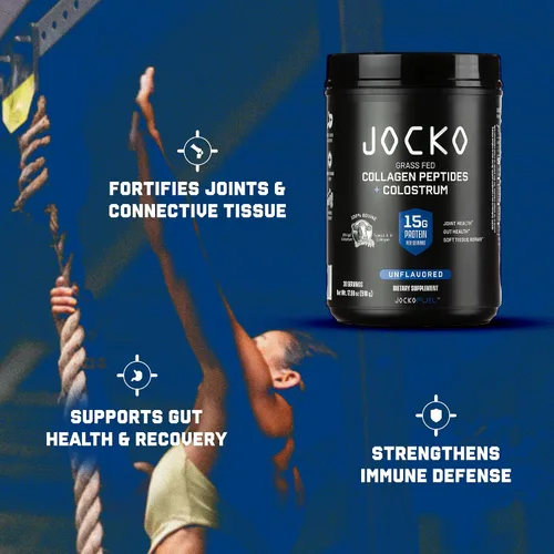 Vista 9 de Jocko Fuel Colágeno en polvo con calostro – 0.55 oz de colágeno hidrolizado + 0.07 oz de calostro de primer ordeño – Doble acción para la salud