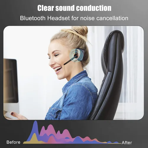 Vista 4 de Walkie Talkie - Auriculares Bluetooth con micrófono de cancelación de ruido, auricular inalámbrico de 2 pines con PTT de dedo compatible con radios