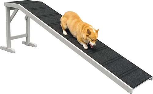 Vista 12 de PawHut Rampa para perros para cama, rampa para mascotas para perros con alfombra antideslizante y plataforma superior, 49 x 16 x 14 pulgadas