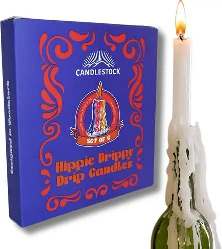 Vista 12 de Candlestock Hippie Drippy Drip Candles - Paquete de 6 velas de goteo para botellas de vino (verde)