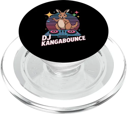 Vista 7 de DJ Kangabounce Kangaroo Party DJ Retro Tocadiscos Vibes PopSockets Adhesivo PopGrip