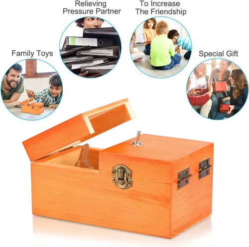 Vista 4 de Calary Caja inútil que se apaga en una caja de almacenamiento de madera, a máquina, totalmente montada en caja, regalos para adultos y niños