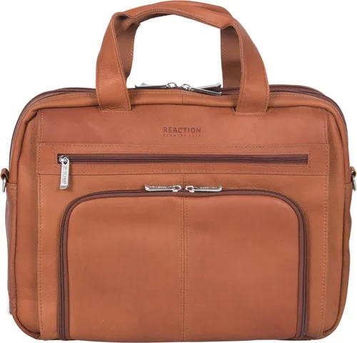 Vista 4 de Kenneth Cole REACTION "Out of the Bag" Manhattan - Bolso bandolera de cuero colombiano para laptop de 15.6" para viajes y negocios