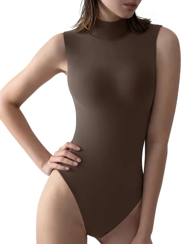 Vista 61 de PUMIEY Body sin mangas con cuello alto falso para mujer, colección Sharp