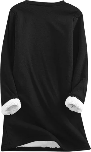 Vista 3 de Camisas de Navidad para la familia, otoño e invierno para mujer, tallas grandes, holgadas, estampadas, gruesas y cálidas de lana de cordero
