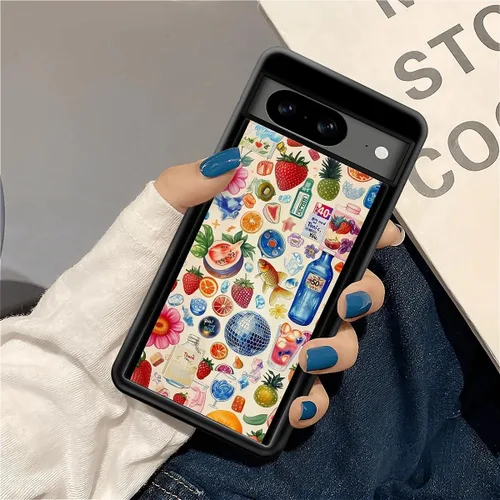 Vista 897 de Compatible con Google Pixel 4A 5G Mobile Case Creative Acrylic Panel trasero Silicona Protección Grip especialmente diseñado para Google Pixel 4A 5G