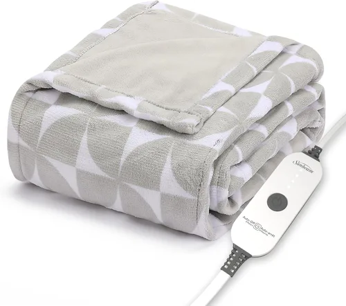 Vista 19 de Manta eléctrica térmica Sunbeam Royal Luxe de microfelpa, 4 ajustes de calor, apagado automático de 4 horas, calentamiento rápido, cálida y Cabernet