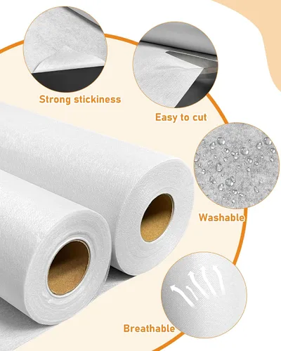 Vista 4 de PLANTIONAL Interfaz fusible no tejido no tejido blanco ligero para planchado: 16.5 "x 30yds Interfaz no tejida de peso ligero en poliéster de una