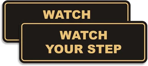 Vista 54 de Signs ByLITA Letrero estándar para pared o puerta con texto en inglés «Watch Your Step», señalización de salud y seguridad (negro), mediano