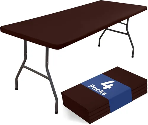 Vista 25 de homing Paquete de 4 manteles rectangulares de 4 pies, mantel ajustable de poliéster impermeable, lavable, para picnic, campamento, al aire libre