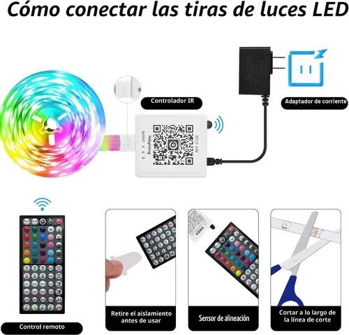 Vista 6 de Ledagic Luces LED para dormitorio de 50 pies con sincronización de música que cambian de color, tira de luces LED con control remoto y aplicación