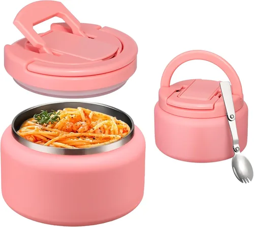 Vista 14 de Itslife Termo de sopa aislado al vacío de 13.5 onzas para alimentos calientes, recipiente de almuerzo para niños con tapa de hebilla a prueba