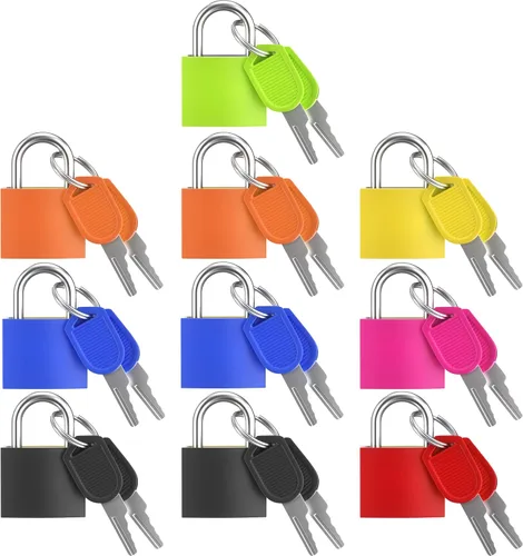 Vista 8 de 5 cerraduras de maleta con llaves, candado pequeño con llave, candados para equipaje, mini candado con llave para bolsas de viaje, casillero