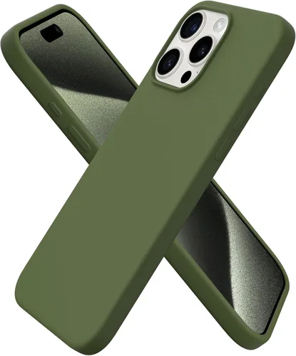 Vista 16 de ORNARTO Funda compatible con iPhone 15 Pro Max de 6.7 pulgadas, de silicona líquida delgada, de 3 capas, de gel suave, protectora, a prueba
