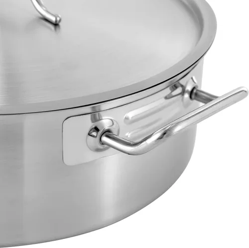 Vista 9 de Olla de acero inoxidable de 11 cuartos de galón con tapa, utensilios de cocina gruesos, olla de sopa de inducción resistente, olla grande